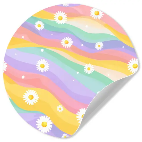 Madeliefjes - Kleurrijk - Pastel - Vrolijk Wandcirkel behangsticker klein -3d