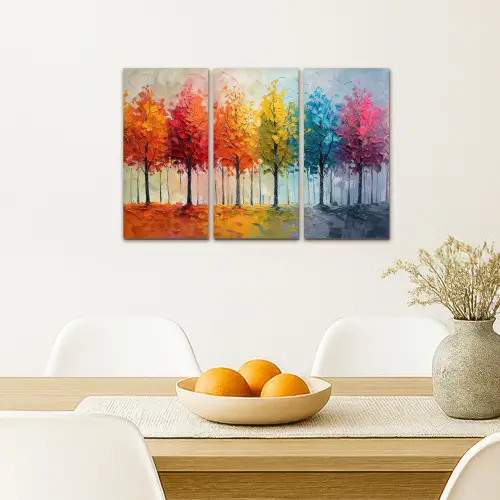 Bomen - Kleurrijk - Modern - Verflook Canvas - Meerluiken 3 luik klein -sfeer4