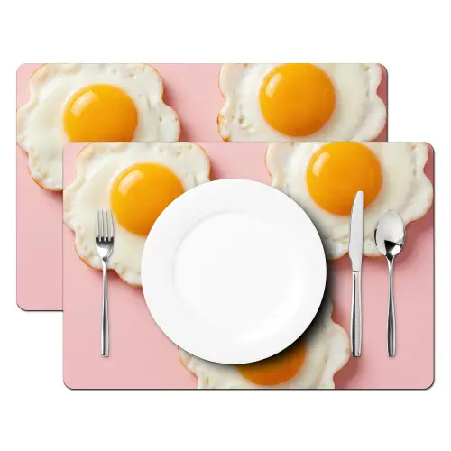 Eieren - Bloem - Roze Placemat vinyl groot -zzsfeer2_Kitchenyeah-website