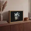 Schedel - Blauw - Bloemen - Bladeren Light Box met batterij (Wandlamp) middel -sfeer2
