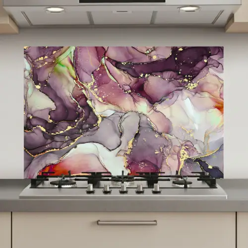 Marmer - Rood - Paars - Goud keuken achterwand spatscherm klein -3d_website