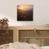 Bloemenveld - Gras - Bloemen - Planten - Zonsondergang - Oranje aluminium wit klein -sfeer3
