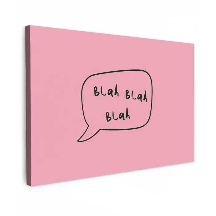 Tekstwolkje - BLAH BLAH BLAH - Roze canvas 2cm klein -z3d