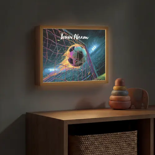Neon - Net - Voetbal - Kleurrijk Light Box met batterij (Wandlamp kind) middel -sfeer5_kind