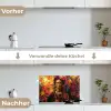 Vrouw - Bloemen - Papegaai - Schilderachtig keuken achterwand spatscherm klein -voor_na_DE