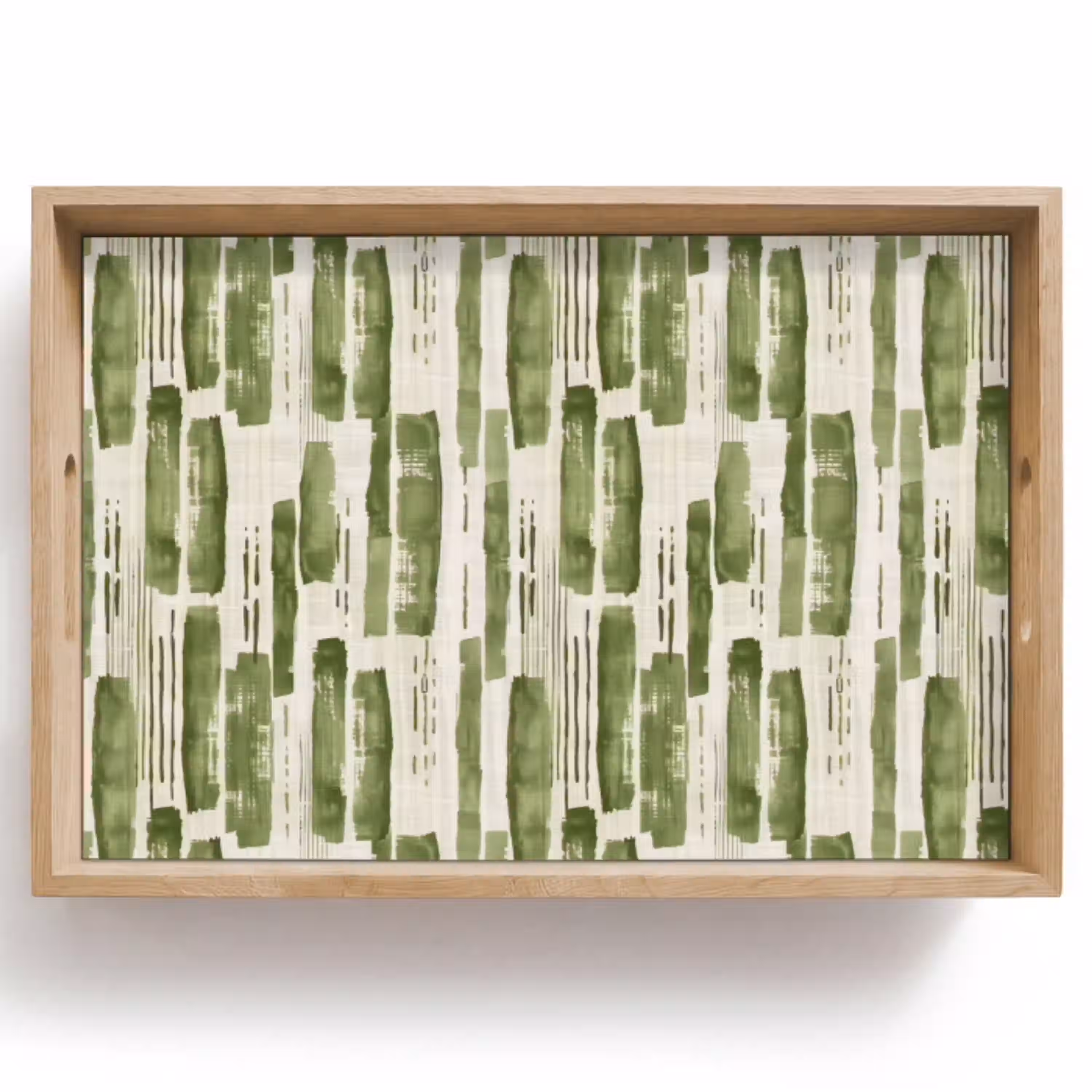 Groen - Abstract - Penseelstreken - Linnen - Patroon Dienblad Rechthoek middel 910 -z3d_shopping