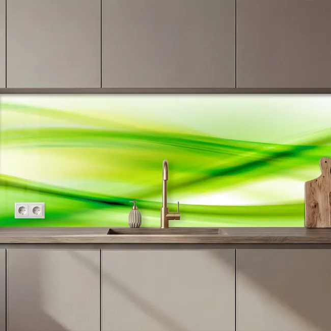 Kitchen Wall Splashback - Waves - Abstract - Green