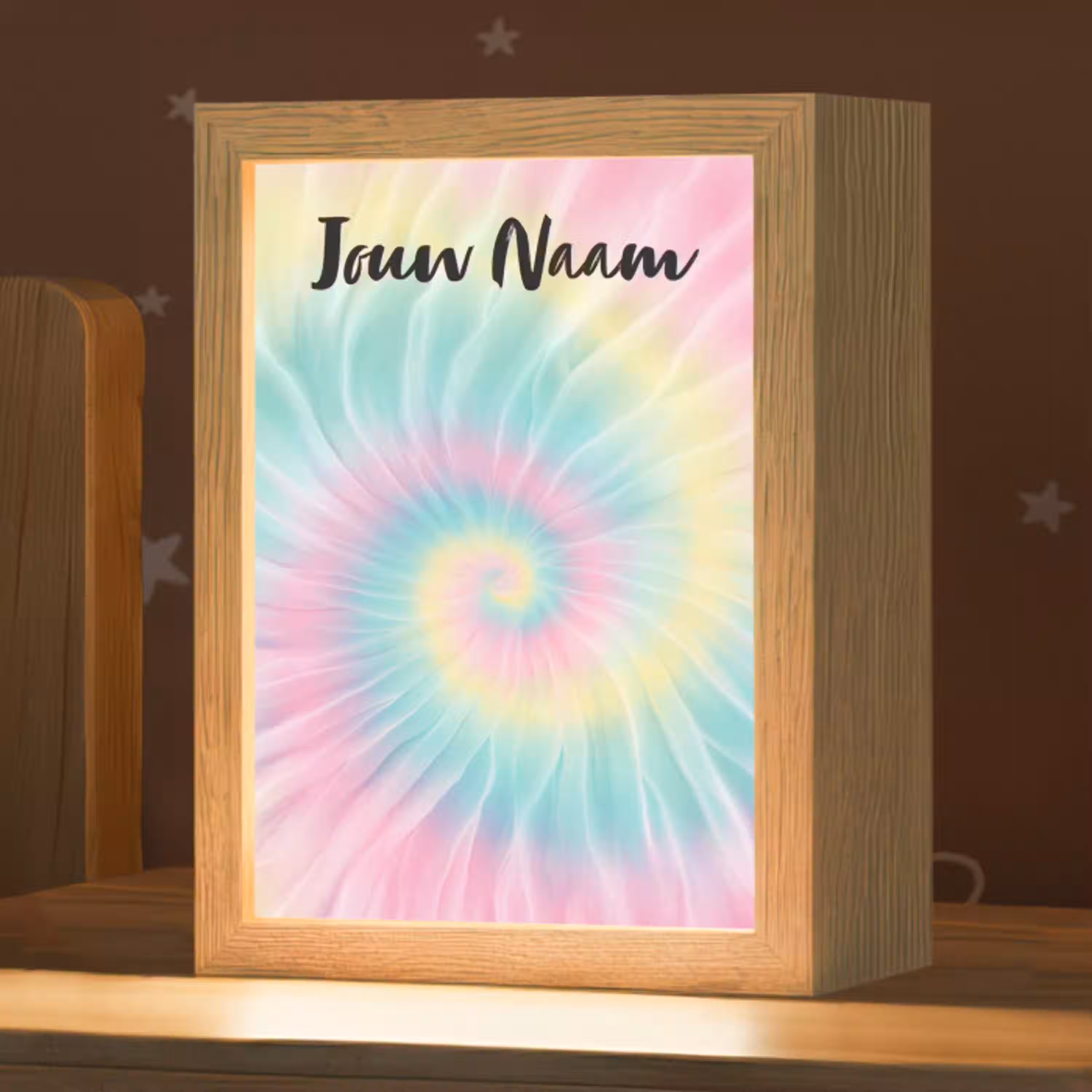 Tie Dye - Pasteltinten - Roze Light Box met kabel (Kinderlampje) klein -zzz_3d_website
