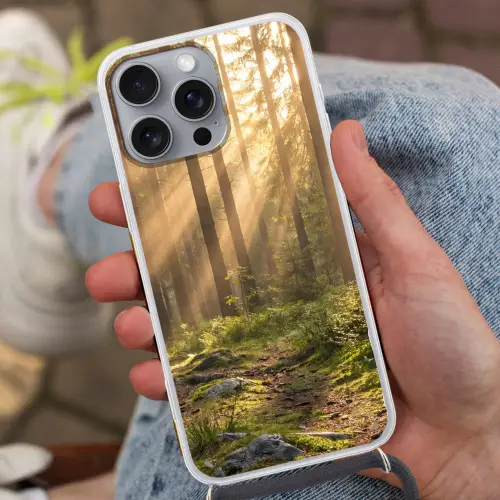 Bos - Zonlicht - Gras Hoesje iPhone 16 Pro Max met koord klein -sfeer3