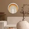 Minimalistisch - Boog - Lijnen - Beige Wandcirkel kunststof plaat 5mm dik klein -sfeer1