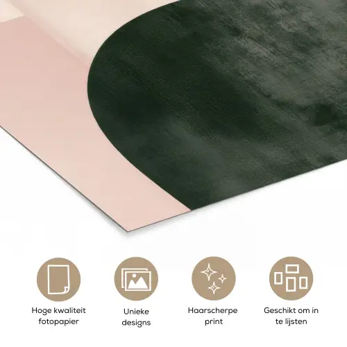 Vormen - Abstract - Cirkel - Zwart poster papier klein -closeup_NL