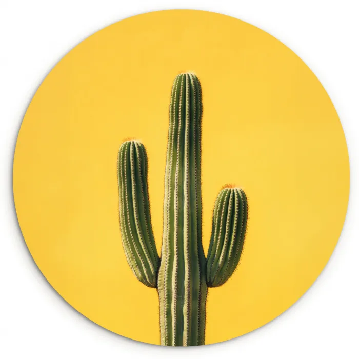 Cactus - Groen - Minimalistisch Wandcirkel kunststof plaat 5mm dik klein -3d