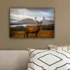 Hert - Berg - Water - Landschap - Dieren - Bomen canvas 2cm klein -sfeer3