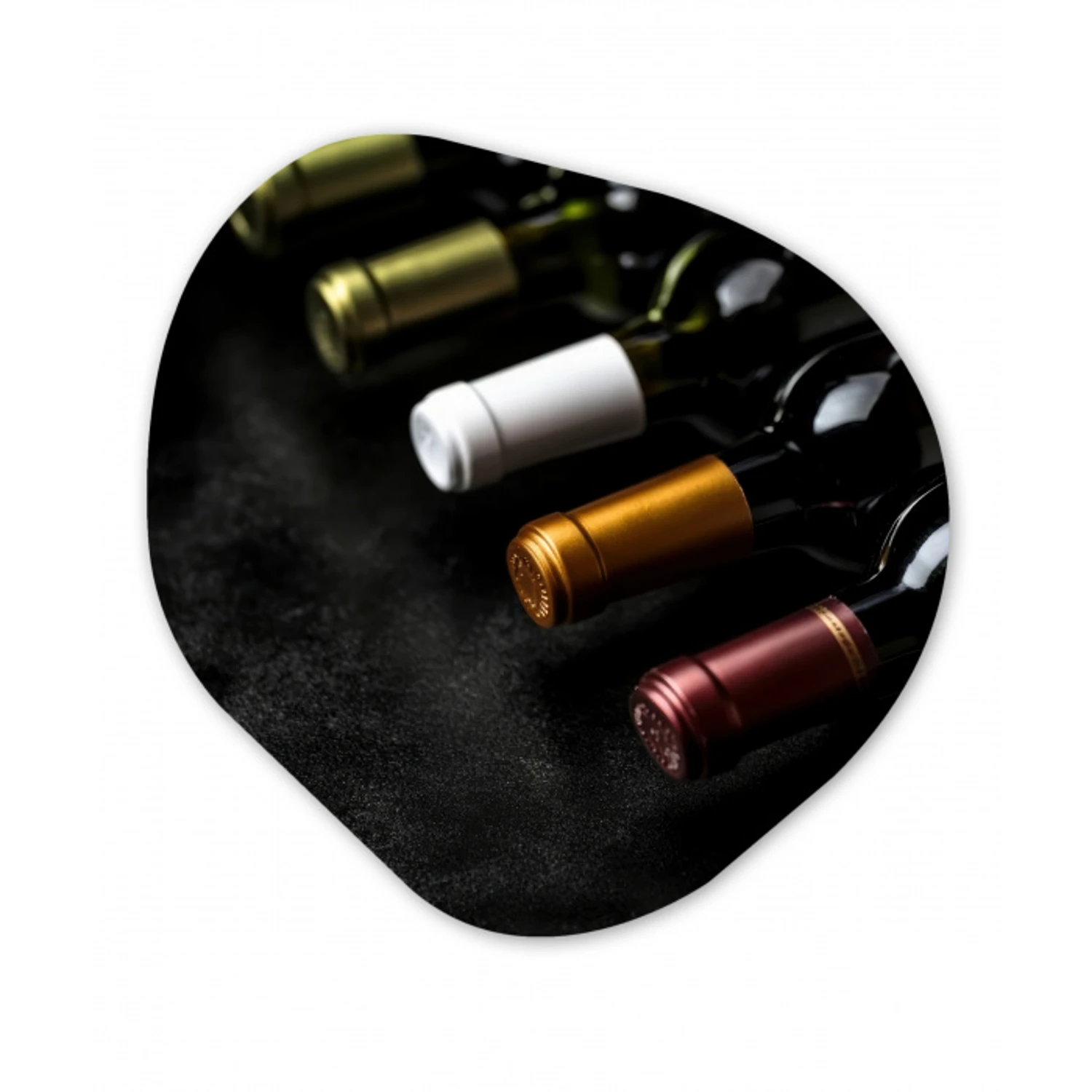 Wijn - Flessen - Variatie - Smaken Wandcirkel Organisch Plexiglas middel -3d