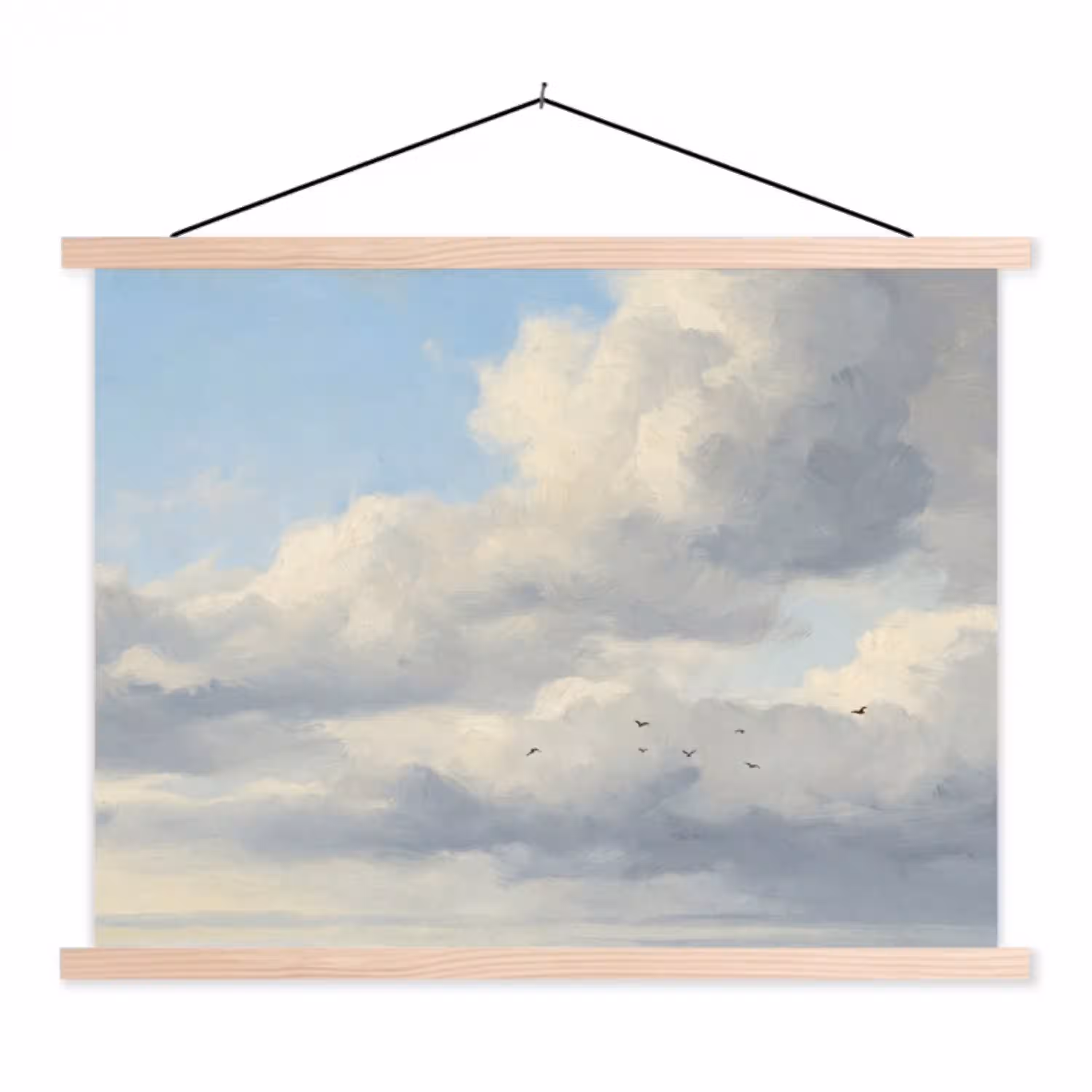 Lucht - Wolken - Natuur - Klassiek - Blauw textielposter latten blank klein -3d