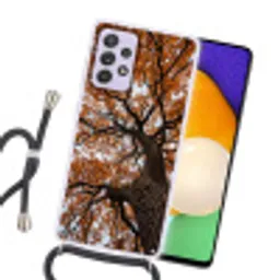 Boom - Bladerdak - Herfst - Oranje - Sfeervol Hoesje Samsung Galaxy A52 5G met koord klein -sfeer1