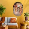 Doorkijk - Boog - Bloemen - Pastel Wandcirkel Ovaal Glas middel -sfeer4