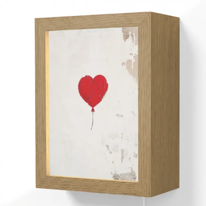 Ballon - Rood - Hart Light Box met kabel (Wandlamp) klein -3d