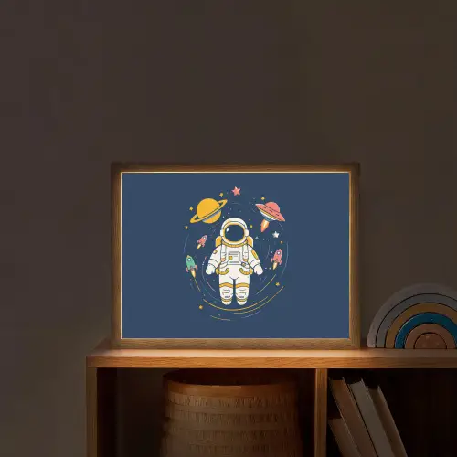 Astronaut - Planeten - Raket Light Box met batterij (Wandlamp kind) middel -sfeer1_kind