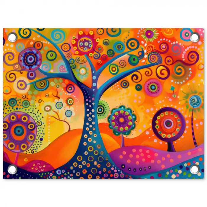 Boom - Levensboom - Abstract - Kleurrijk tuinposter los doek klein -3d