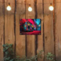 Boombox - Rood - Graffiti - Neon tuinposter los doek klein -sfeer1