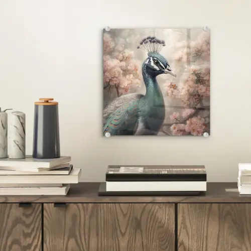Pauw - Vogels - Bloemen - Boom - Botanisch plexiglas 5mm klein -sfeer1