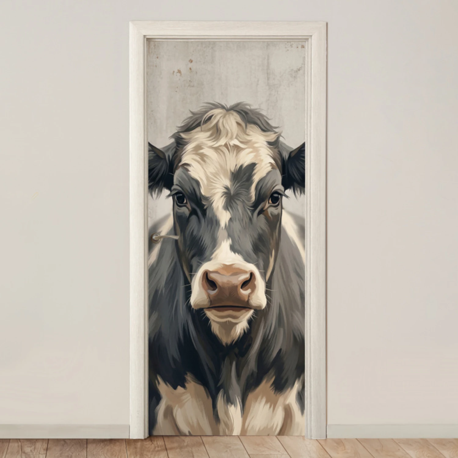 Koe - Portret - Dieren - Modern deurposter klein -3d_beige