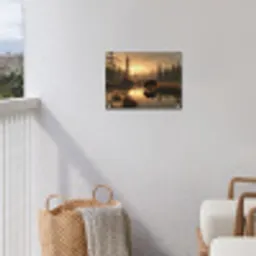 Beer - water - Bos - Ochtendlicht tuinposter los doek klein -sfeer8
