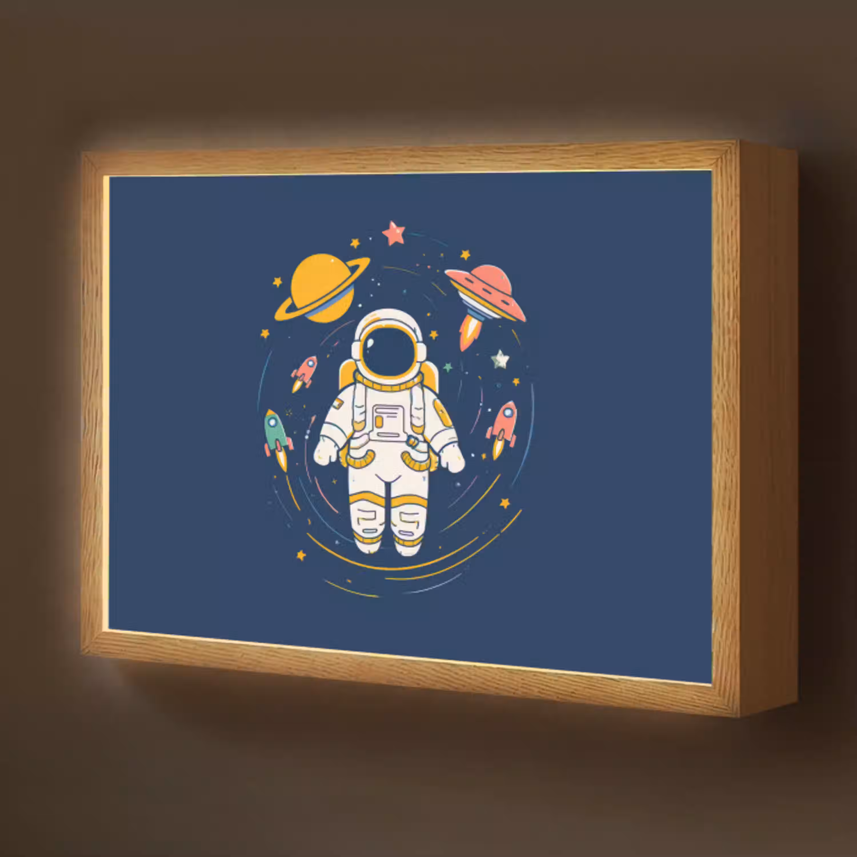 Astronaut - Planeten - Raket Light Box met batterij (Wandlamp kind) middel -z3d_website