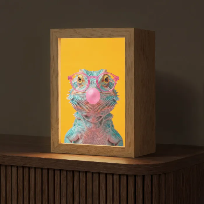 Kameleon - Kauwgom - Kleurrijk Light Box met kabel (Tafellamp) klein -z3d_website