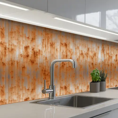 Metaal - Grijs - Oranje - Roest keuken achterwand 2 middel 871 -3d_schuin