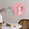 Roze - Mokkapot - Illustratie - Koffie Wandcirkel behangsticker klein -sfeer3