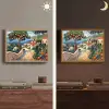 Huizen - Mozaïek - Sinaasappelbomen - Zee Light Box met batterij (Wandlamp) middel -sfeer3