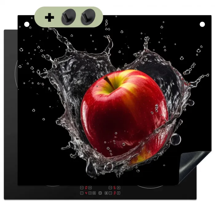 Appel - Rood - Water - Zwart - Fruit Inductie beschemer met haakjes middel -3d