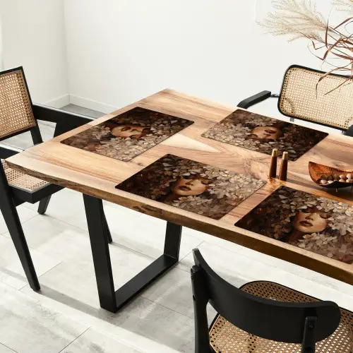 Gezicht - Vrouwe - Bladeren - Penseelstreken Placemat vinyl groot -zzsfeer4_Kitchenyeah-website