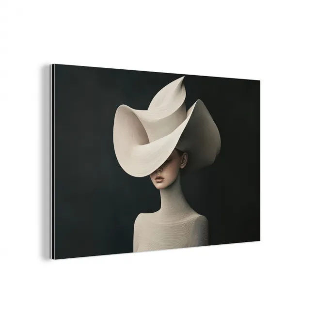 Vrouw - Golvende - Hoed aluminium wit klein -3d