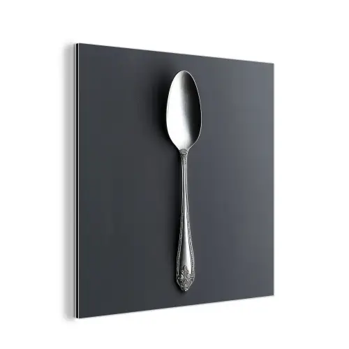 Zilver - Metaal - Lepel aluminium wit klein -3d