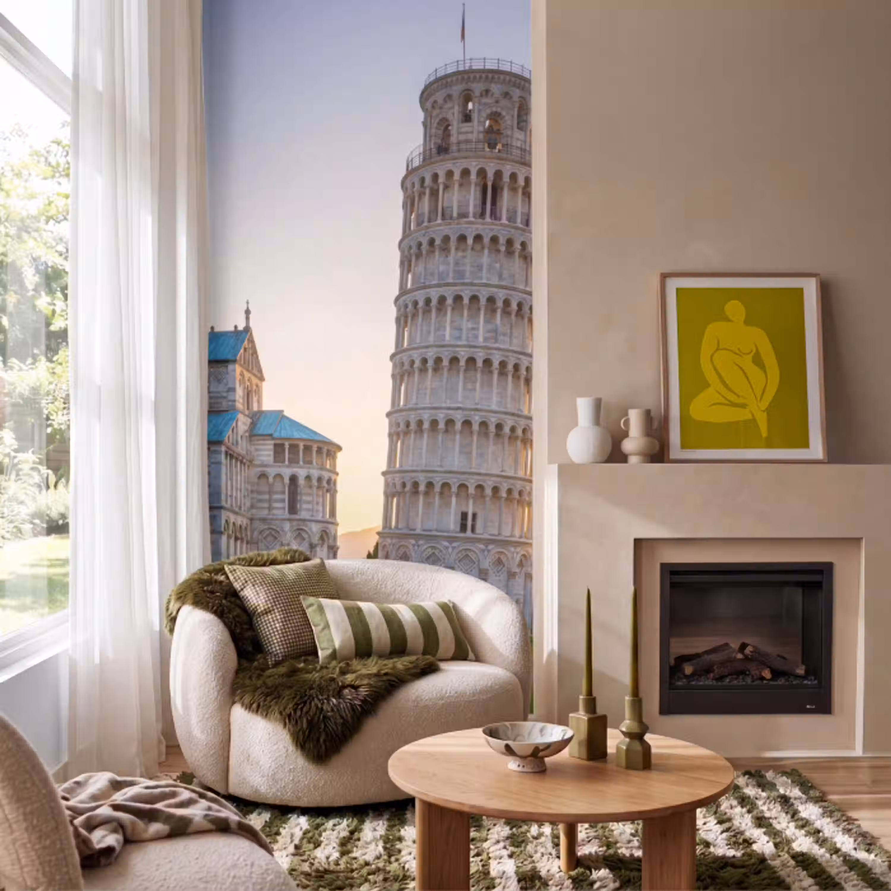 Architectuur - Toren - Pisa - Italië - Zonsondergang Behang Vlies klein -sfeer2