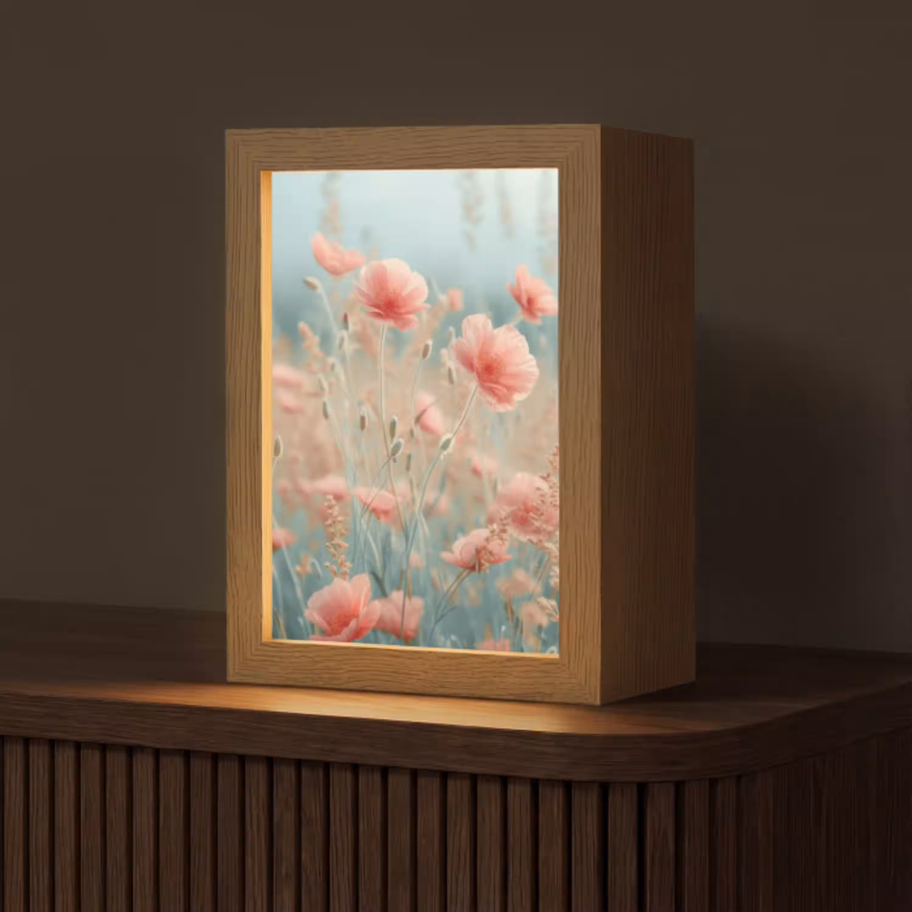 Bloemen - Natuur - Klaprozen - Bloemenveld Light Box met kabel (Tafellamp) klein -z3d_website