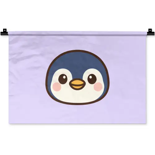 Pinguïn - Paars - Schattig Wandkleed katoen klein -zz3d