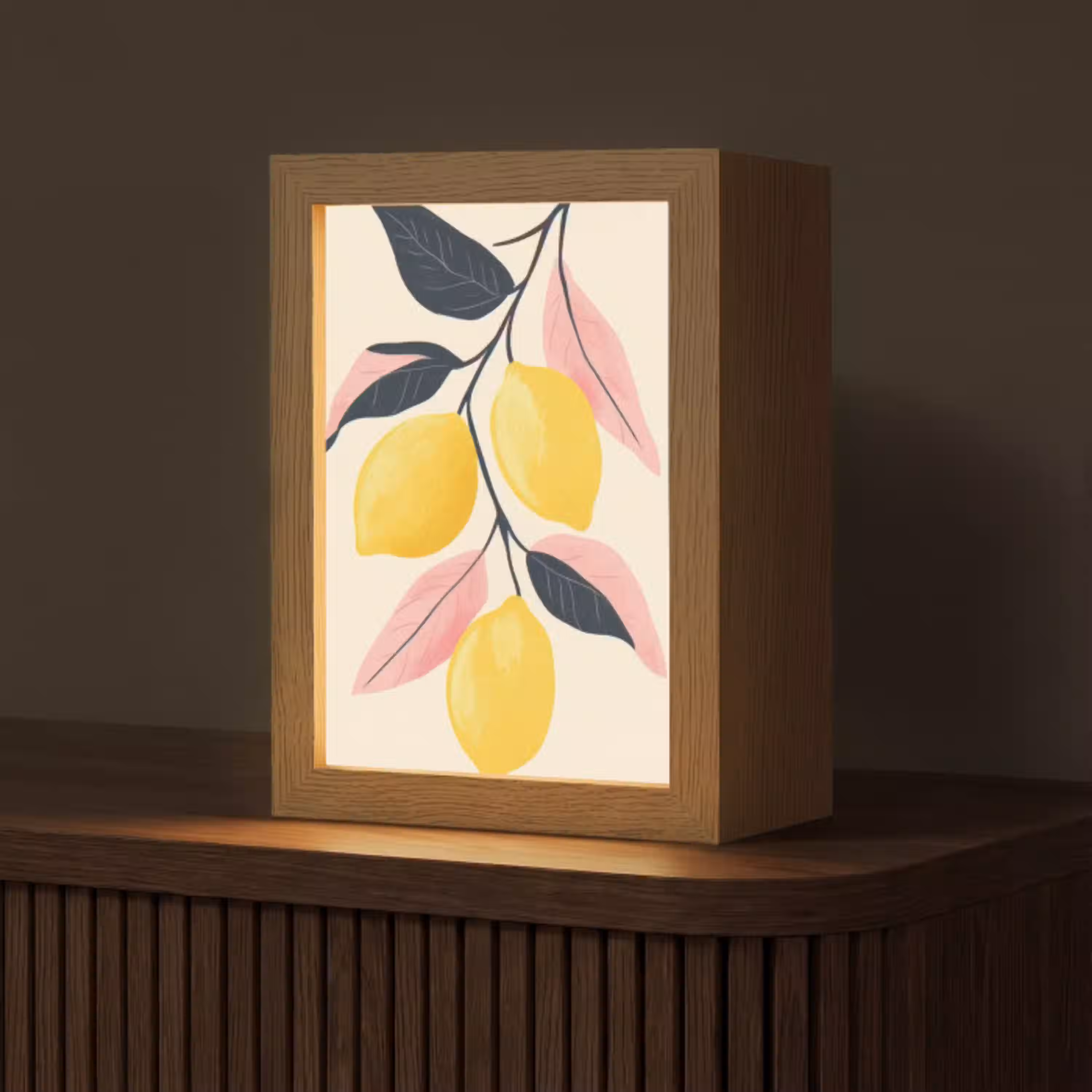 Citroenen - Felgeel - Tak - Bladeren Light Box met kabel (Tafellamp) klein -z3d_website