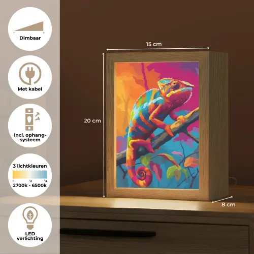 Kameleon - Tak - Gestreept - Bladeren Light Box met kabel (Tafellamp) klein -USP_NL