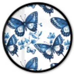 Blauw - Vlinders - Bloemen - Wit Fotolijst rond zonder passe partout klein 856 -3d