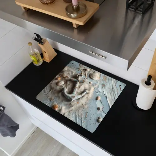 Anker - Hout - Schelpen - Zand Inductie beschemer met haakjes middel -sfeer1
