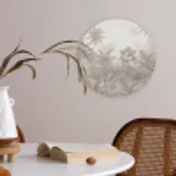 Jungle - Tropisch - Natuur -Vintage - Beige Akoestische PET Vilt - Rond klein -sfeer3