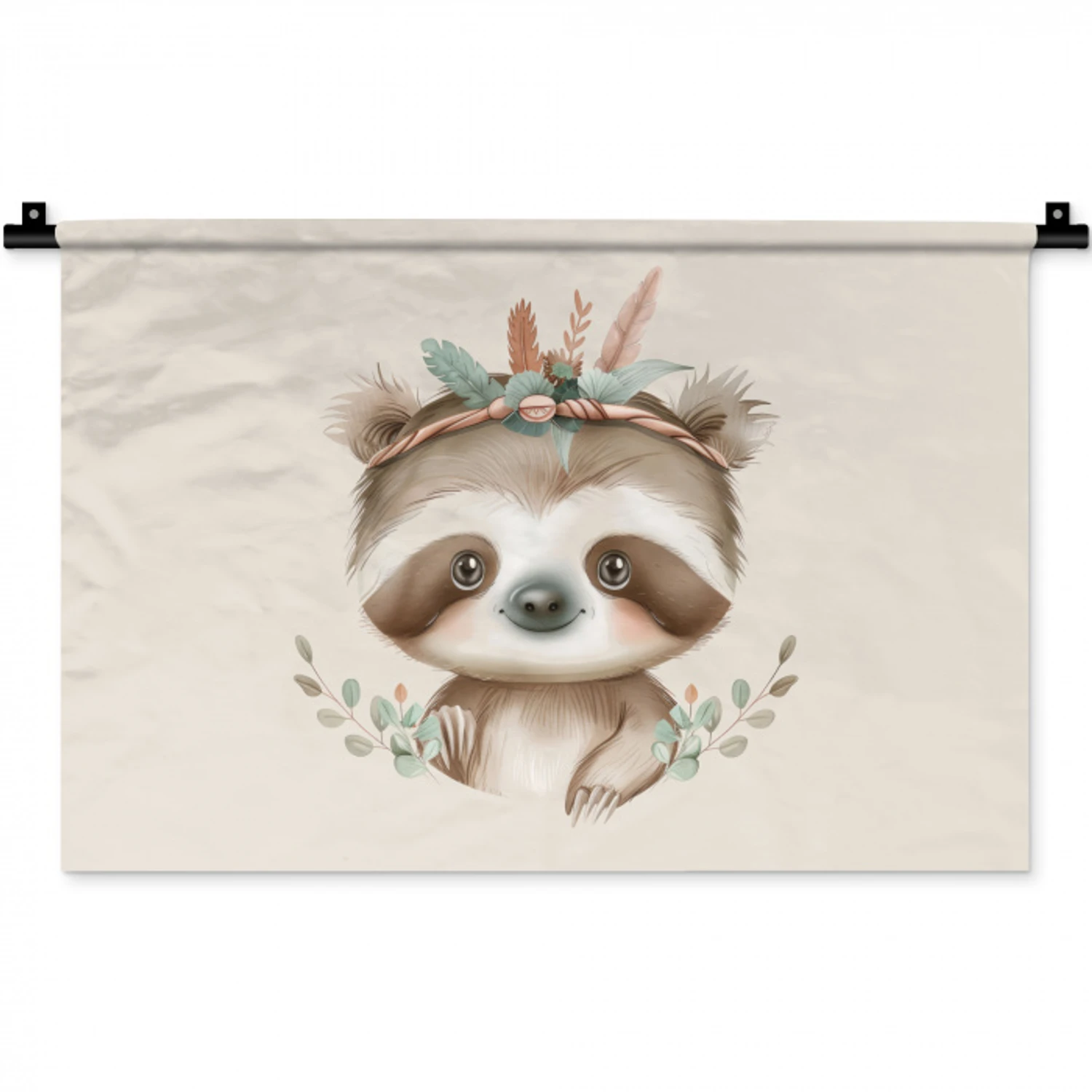Luiaard - Dieren - Bohemian - Boho Wandkleed katoen klein -zz3d