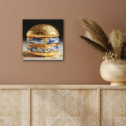 Delftsblauw - Goud - Burger aluminium wit klein -sfeer4