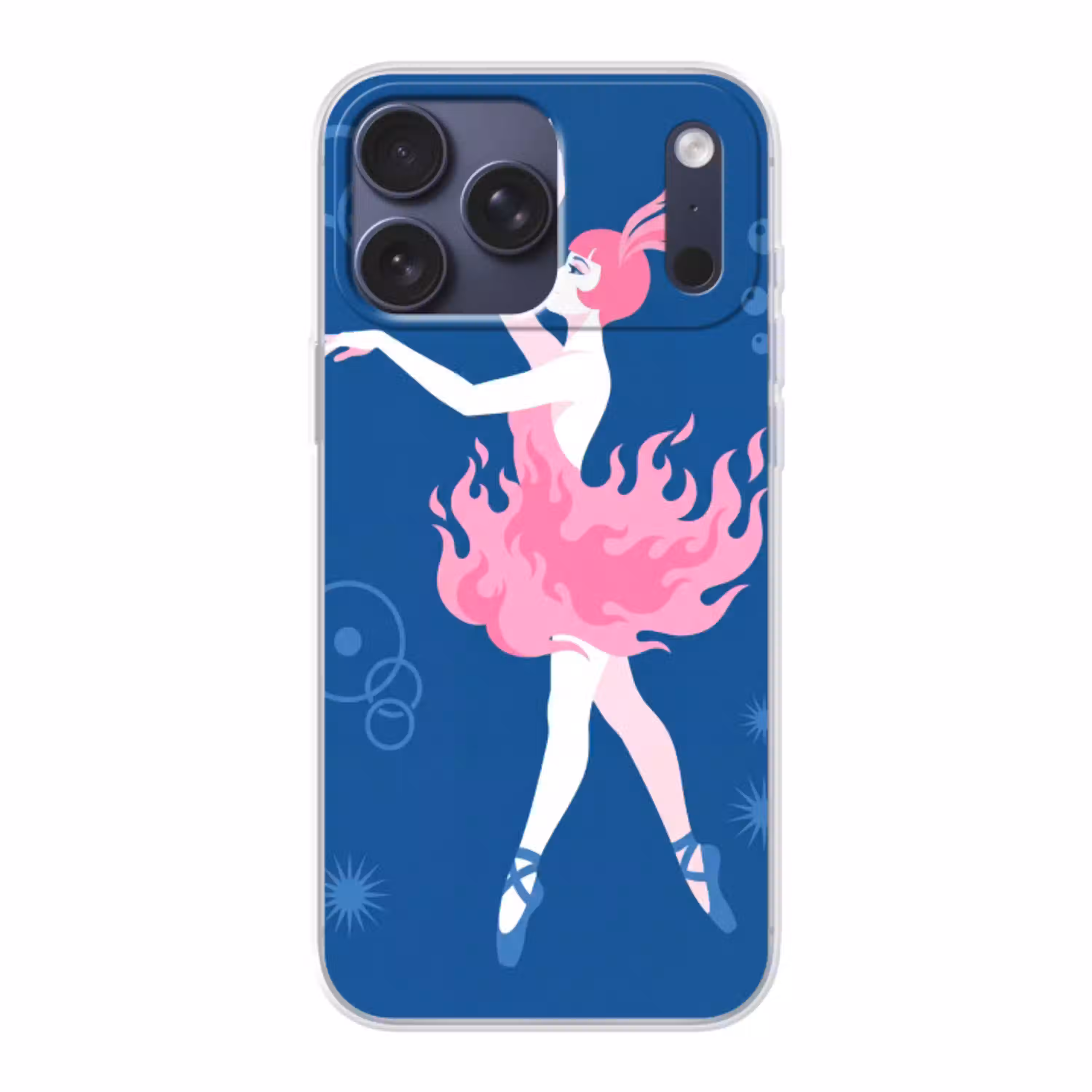 Danseres - Vlammenrok - Abstract - Roze - Blauw Telefoonhoesje iPhone 17 Pro Max klein -3d