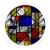 Mondriaan - Glas in lood - Oude Meesters - Kunstwerk - Abstract - Schilderij Wandcirkel kunststof plaat 5mm dik klein -3d