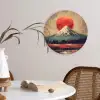 Bergtop - Sneeuw - Zon Wandcirkel kunststof plaat 5mm dik klein -sfeer4